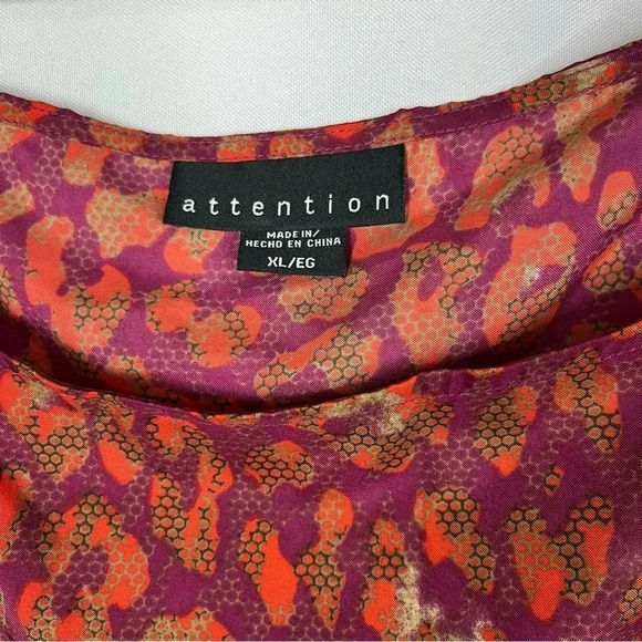 Attention Purple & Orange Animal Print Sleeveless Blouse XL - Picture 4 of 4